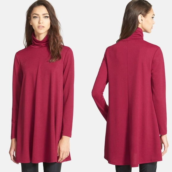 june & hudson Dresses & Skirts - JUNE & HUDSON Wine Berry Turtleneck Long Sleeve Swing Dress NWT